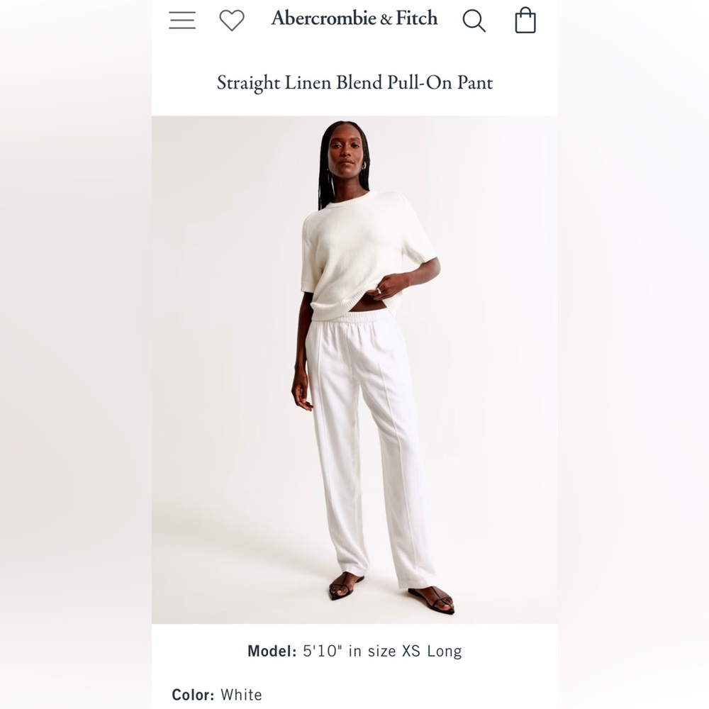 *NWT* Abercrombie & Fitch Straight Linen Blend Pull-On Pant